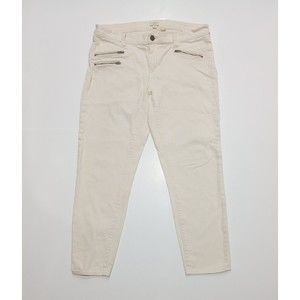 J Crew Stretch Ivory Zip Pocket Ankle Skinny Jeans Womens Sz 31 Low Rise Stretch